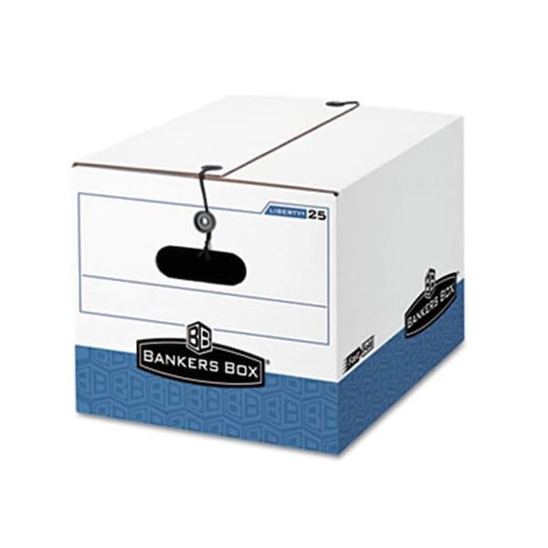 Bankers Box 00025 Liberty Max Strength Storage Box- Letter/Legal- White/Blue 12/Ctn 25 - main